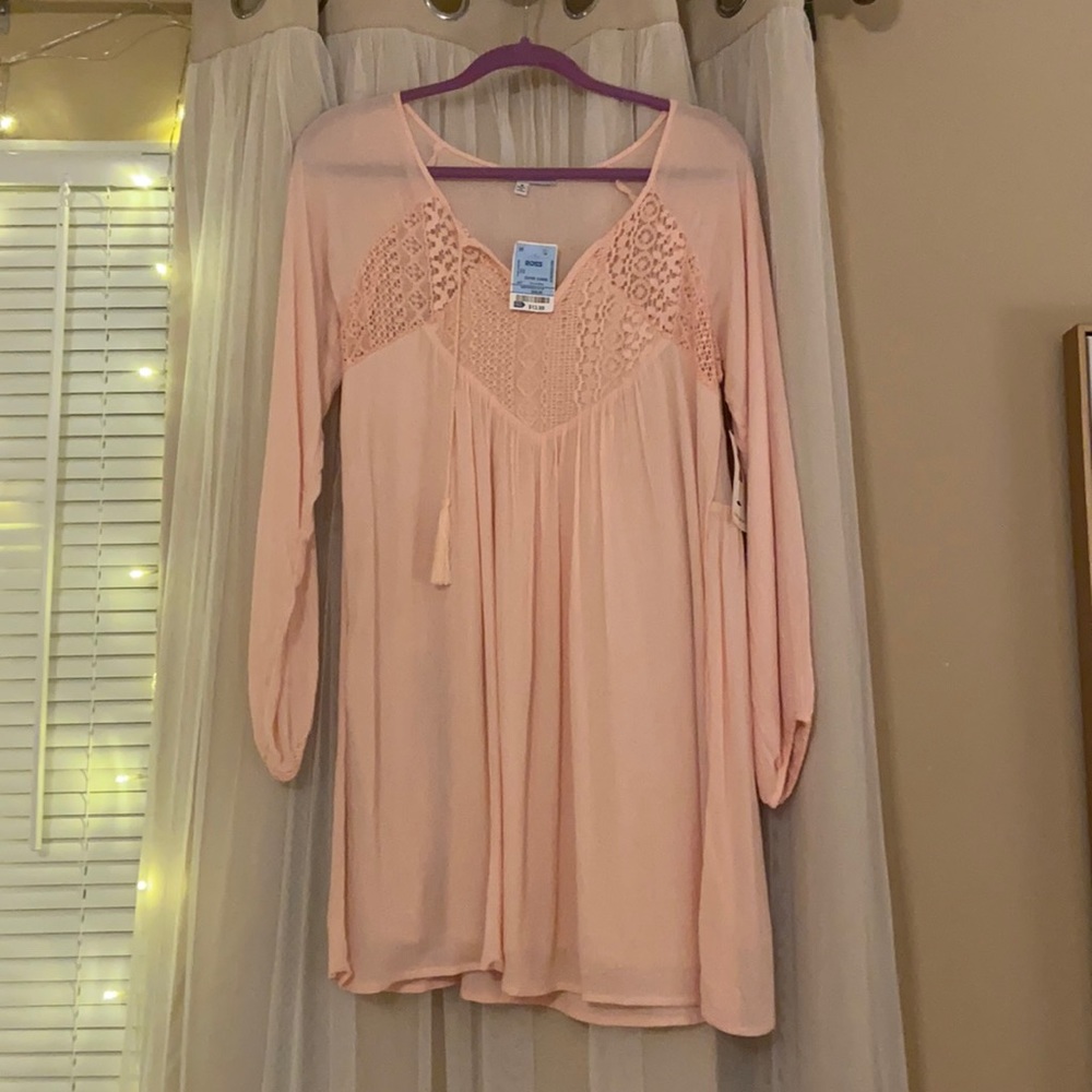 Blush pink long sleeve dress